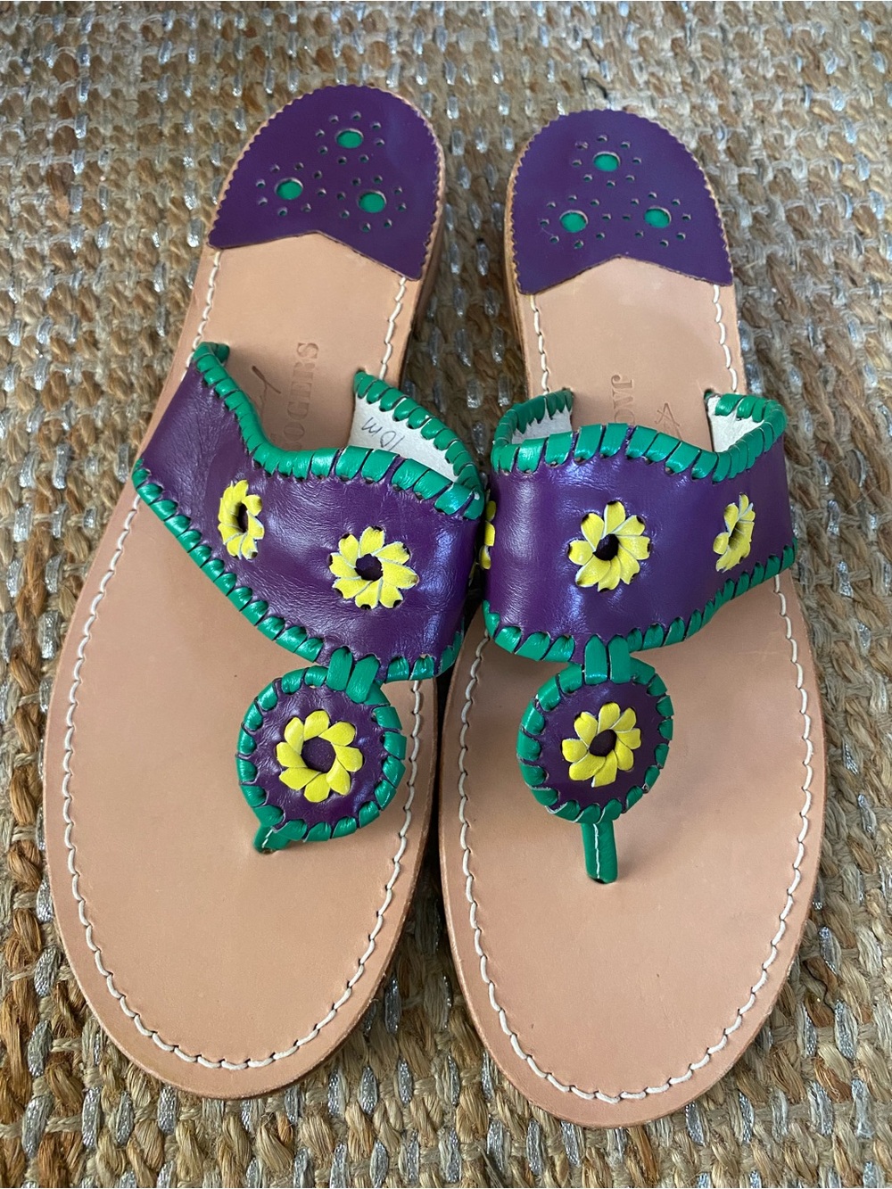Rare Jack Rogers x Kenny Scharf Limited Edition Daisy Sandal Purple Green 10M